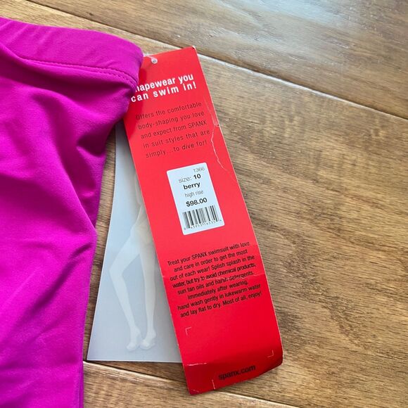 NWT Spanx Core High Rise Pull On Swim Bottom Size 10 Berry Pink 1366 - Picture 4 of 7